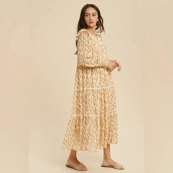 NWT Shop Stevie Long Sleeve Tiered Flowy Maxi Dress - Picture 5 of 9